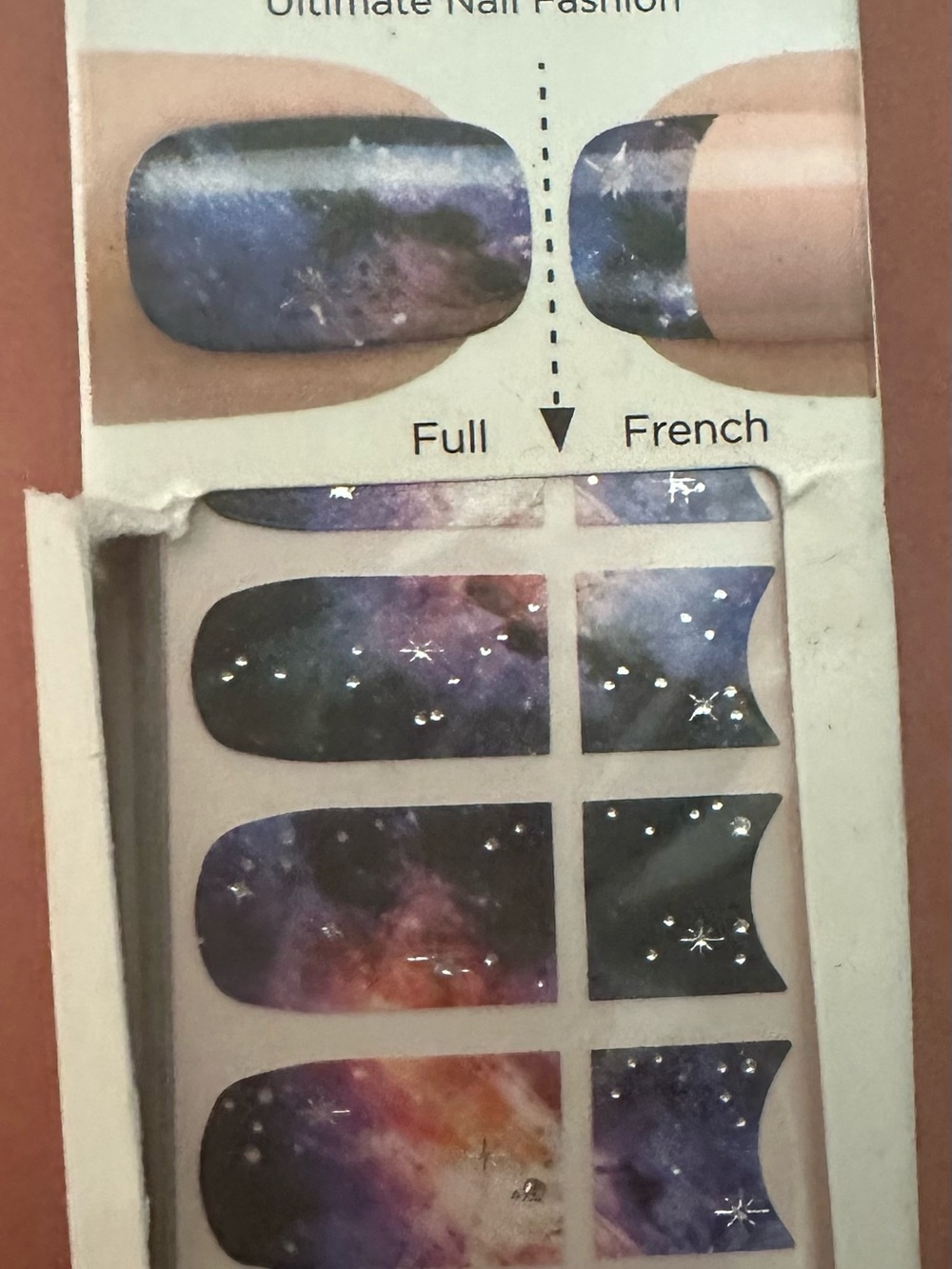 Kiss Galaxy Nail Wraps in Purple Blue Pink with Star Accents